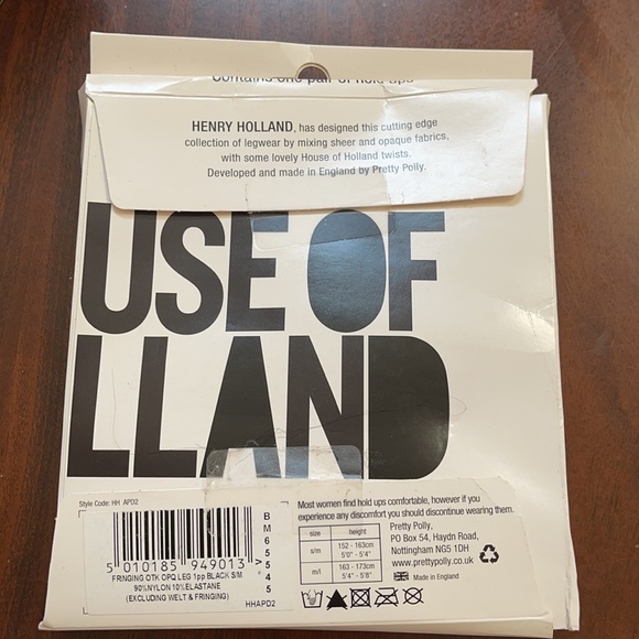 House of Holland / Pretty Polly Opaque Fringe Hold Ups  Black NWT One size - Picture 2 of 2